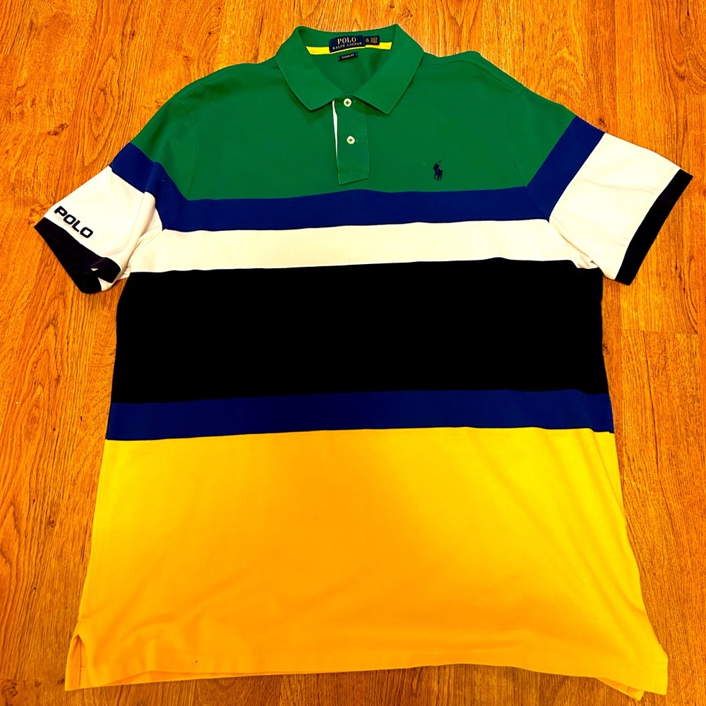 Polo Ralph Lauren Shirt Blue Yellow Green size XL great condition